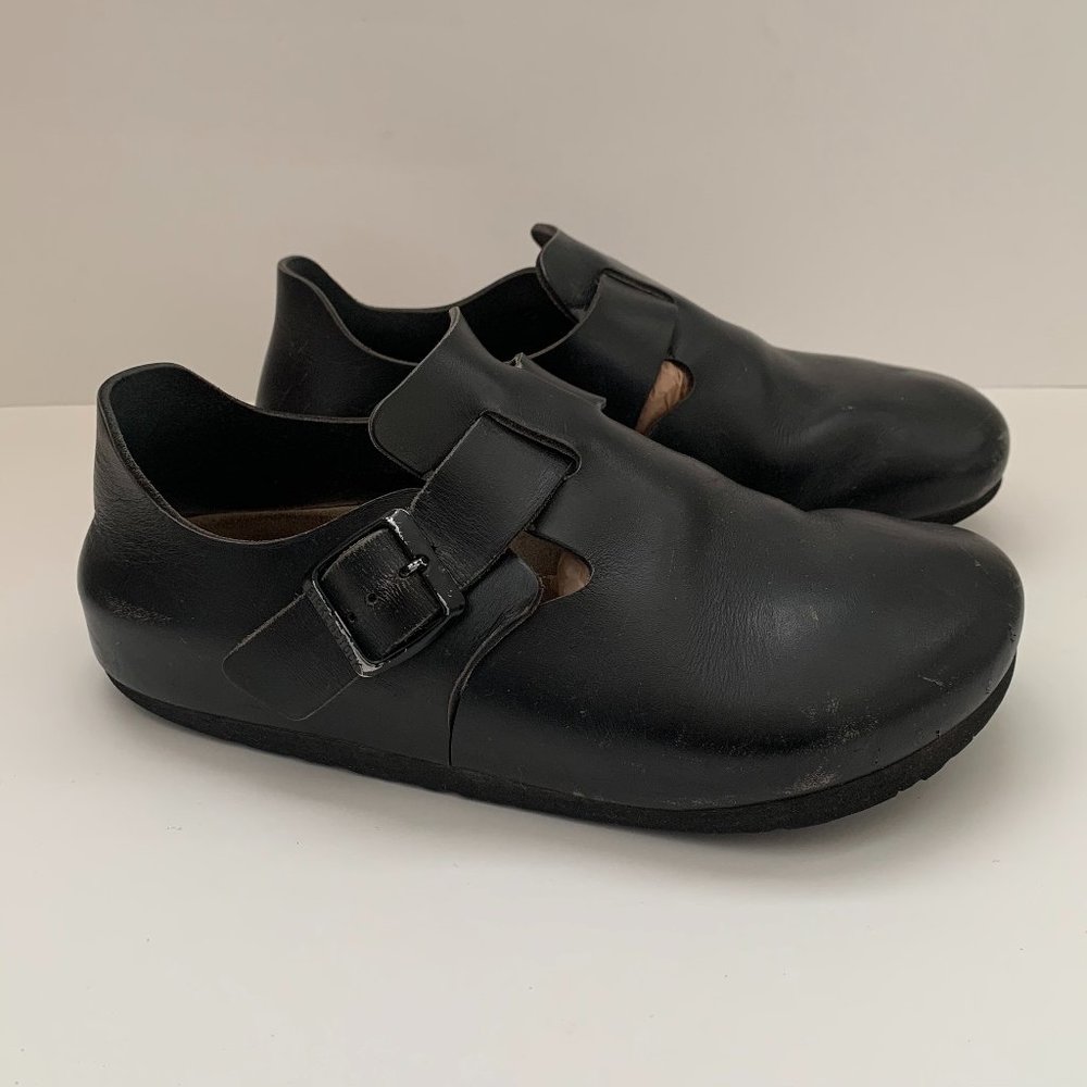 Birkenstocks London Clog Black Leather Buckle Shoe Women's Size 37 (6.5-7)